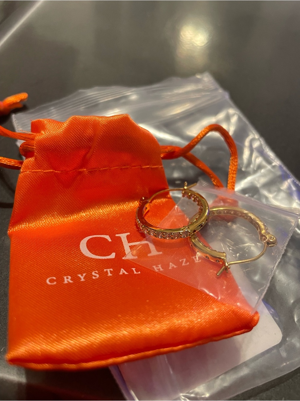Crystal Hazel Gold Hoop Earrings with Crystals